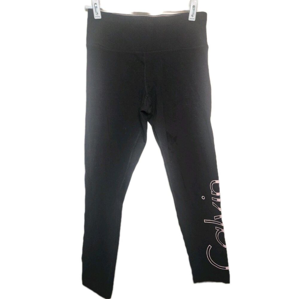 Women’s Black Calvin Klein Leggings With Logo And 3/4 Length Size Medium Sports
